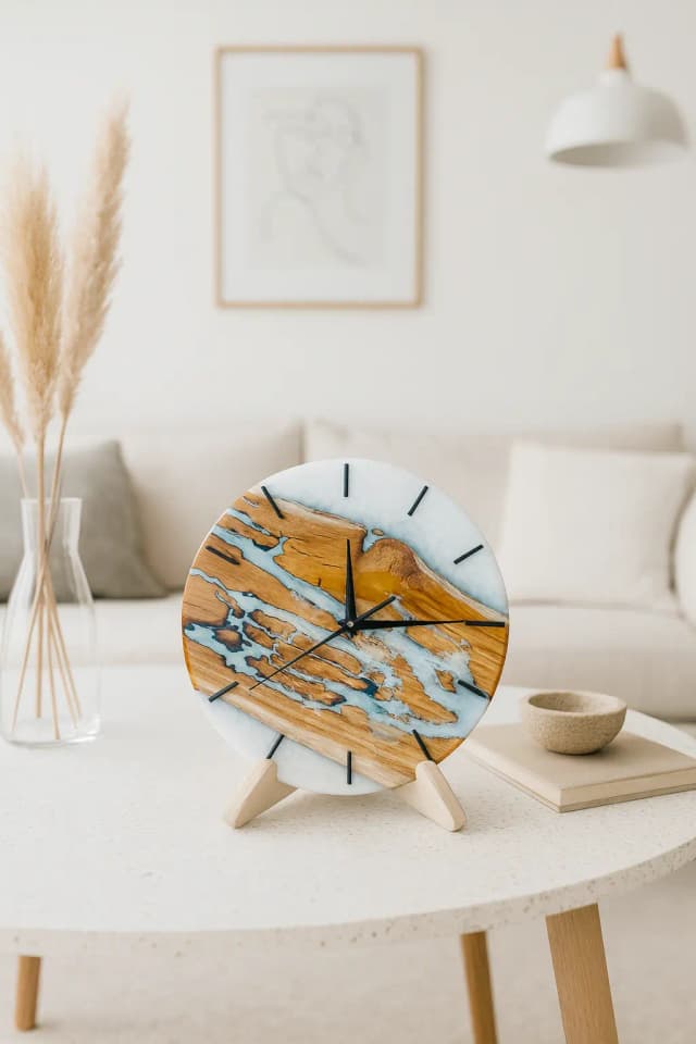 Horloges en bois et résine époxy - 180€