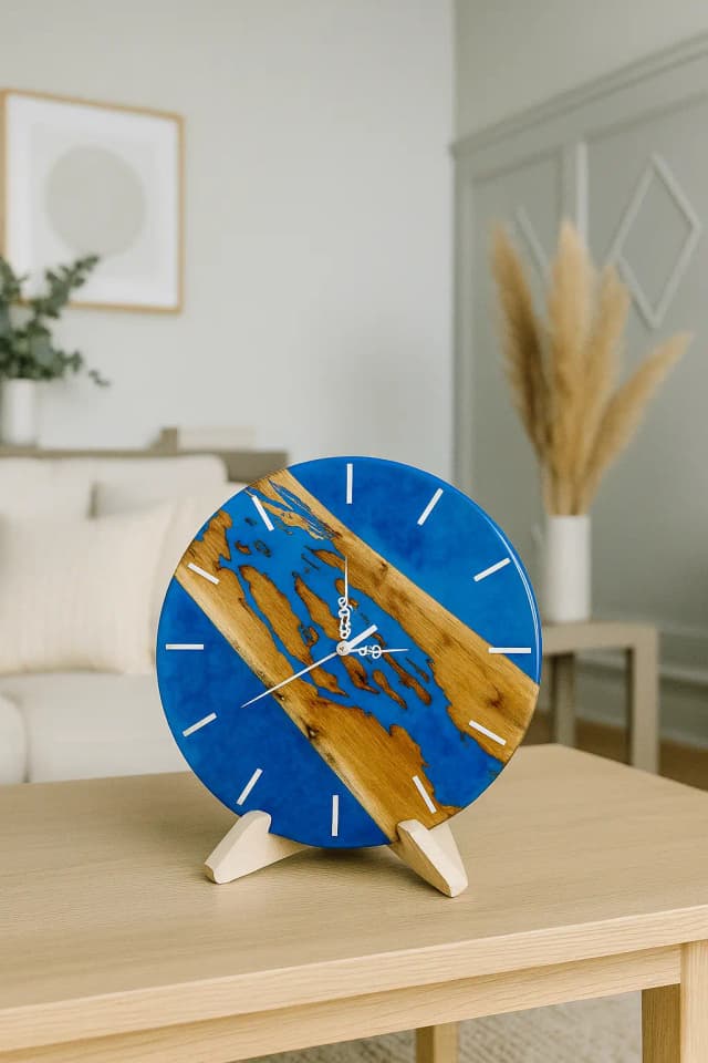 Horloges artisanal en bois et résine époxy - 180€